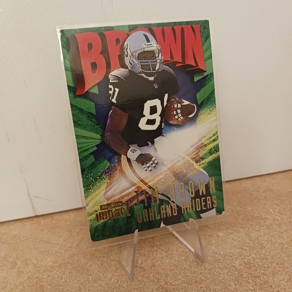 1997 TIM BROWN Skybox Impact Card #81 & Mini Standee 20" - Picture 3 of 4